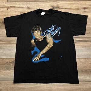 VTG Dirty Dancing Patrick Swayze Graphic Shirt LARGE Black Omega Single Stitch